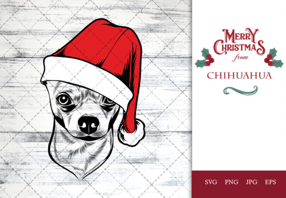 Chihuahua Dog in Santa Hat for Christmas in Crafts