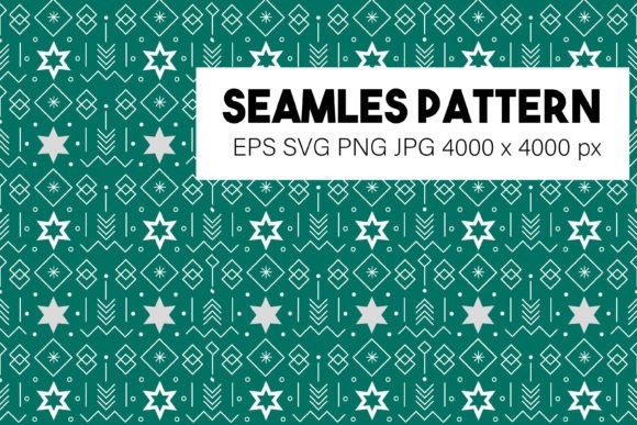 Christmas Pattern of Stars on a Green for Patterns and Crafts