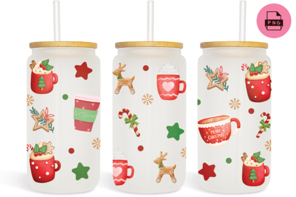 Coffee Christmas 16 Oz Libbey Glass Can