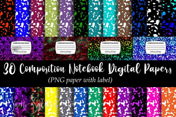 Composition Notebook Papers Labels for Print Templates