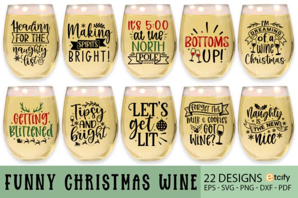 Funny Christmas Wine Glass SVG Bundle for Crafts & Design