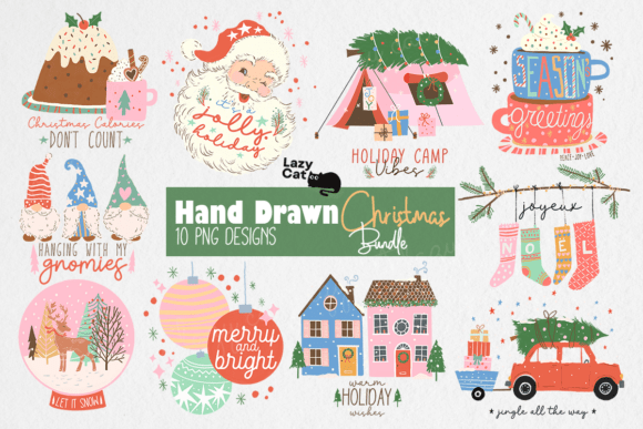 Hand Drawn Christmas PNG Bundle for Crafts & Sellers