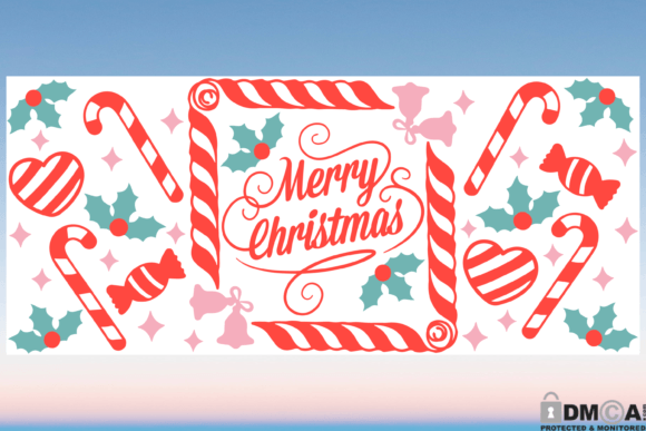Merry Christmas 16oz Libbey Glass Wrap for Print Templates