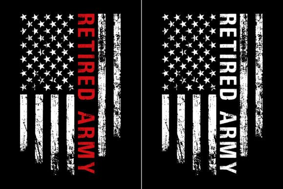 Retired Army with USA Flag Design for T-Shirt Designs