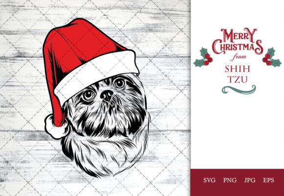 Shih Tzu Dog in Santa Hat for Christmas