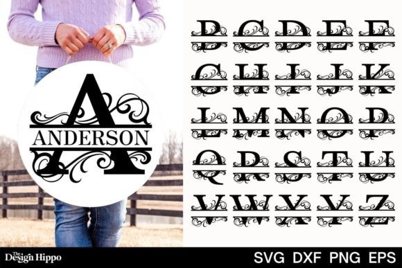 Split Monogram SVG a-Z Alphabet Font for Crafts