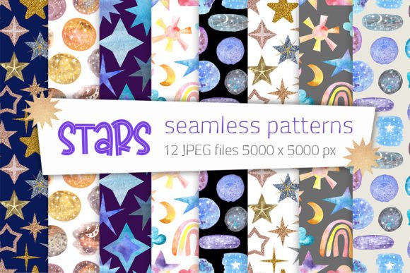 Star Seamless Patterns. Celestial Prints for Modern Blogging