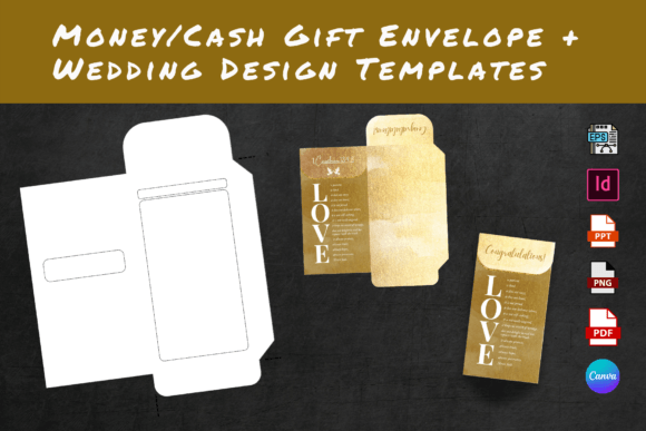 Wedding Cash Money Gift Envelope for Print Templates